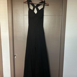 AW Bridal Black Formal Dress with Button Detail